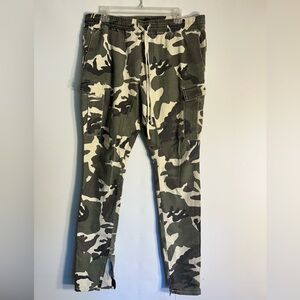 PACSUN CAMOUFLAGE CARGO DRAWSTRING ZIP LEGS MEN’S COTTON PANTS SIZE LARGE